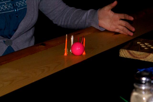 Saturday's bar night ended in a tight bar rail bowling match with the pin monkey winning the coveted Knottlane Cup.  We need rain.