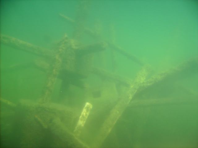 The fish are still active.  Many small, nervous fish were populating the old "mine" cribs on the north end of the lake.