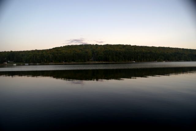 On Friday evening, the lake was calm, the sky clear, and the air cool, but not as cool as it normally is this time of year.