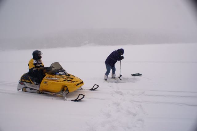 With skiing slated for Saturday, Friday's main task was to check out the ice thickness.