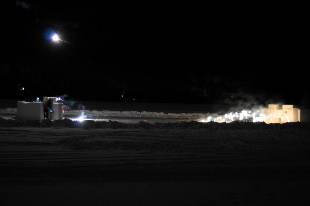 At about 7:05 PM the leaders of the southern fort telegraphed the troopers occupying the northern fort to ask if they were ready.  "We are always ready", was the reply. The south acknowledged the response with the first barrage of the evening.