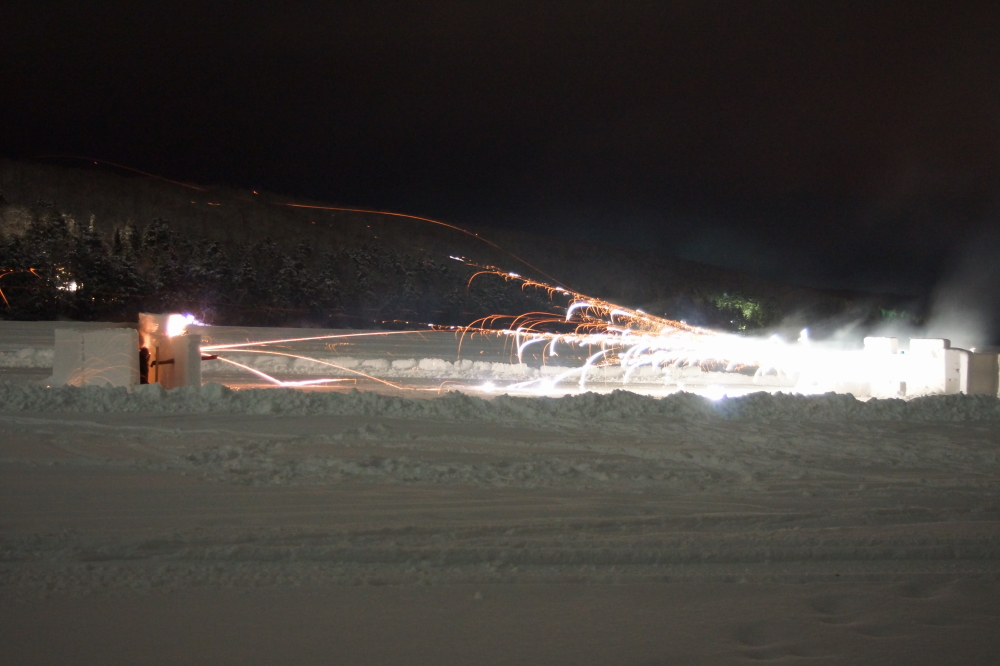 In all, about 3,000 bottle rockets were fired.