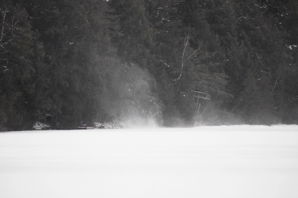 In addition to lots of cold and a little snow, there was wind. These ingredients mixed together resulted in "Snow Devils" dancing across the lake and crashing into the shoreline.