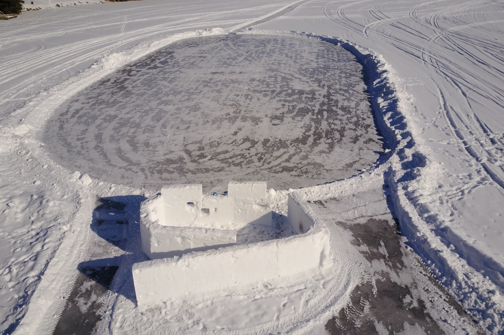 The lake still has one bottle rocket war fort. The second fort, the Northern one, was remodeled into an ice rink.