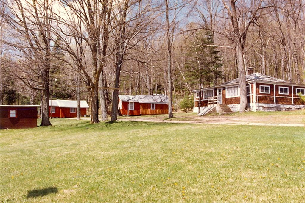 At Timber Shores, the fish cleaning shed, cabins 4 & 5, and the main house look ready to be occupied.