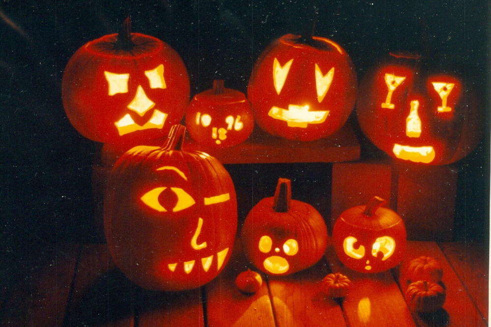 The finished carvings were arranged on the dock and candled up.