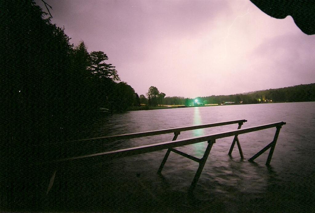 On Friday night, a thunderstorm passed over the lake. We had hoped to get a few good lightning pictures, but all the electricial activity was the boring cloud to cloud type. 