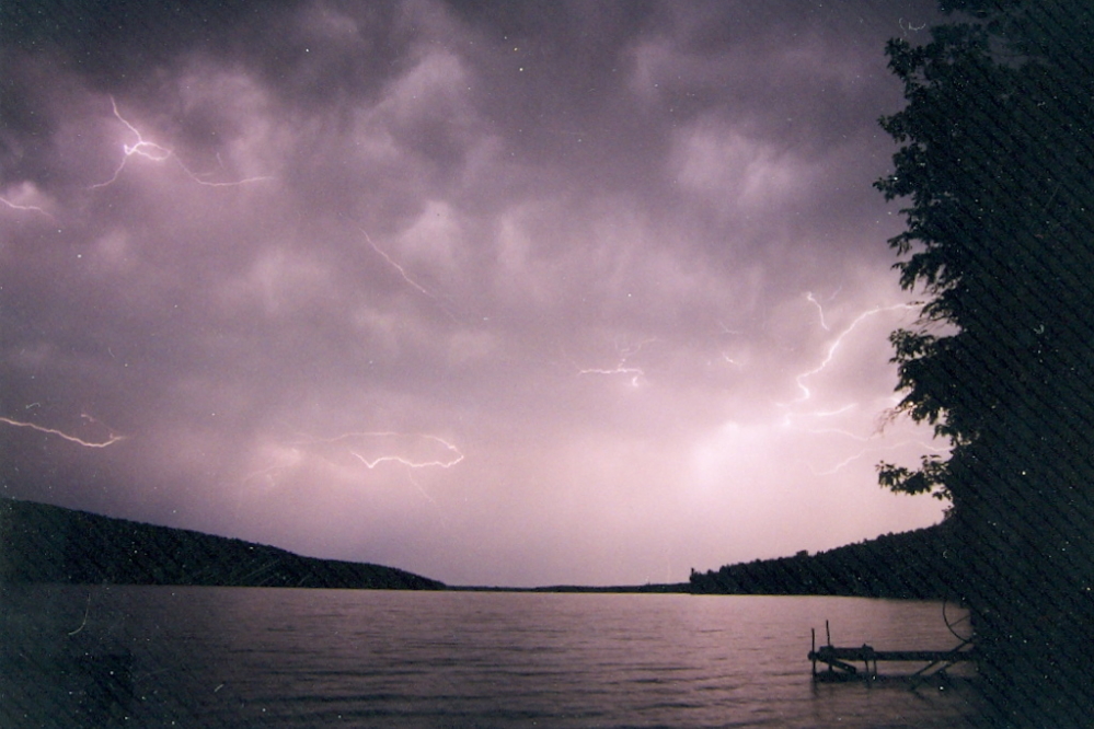 There was also a thunderstorm. The lightning was mostly behind the clouds, but the patient photographer could be rewarded with some bolts.  Warring with getting a good image was the fear of electric death. It turned out that the urge to flee was smothered by too much waffle the previous morning.