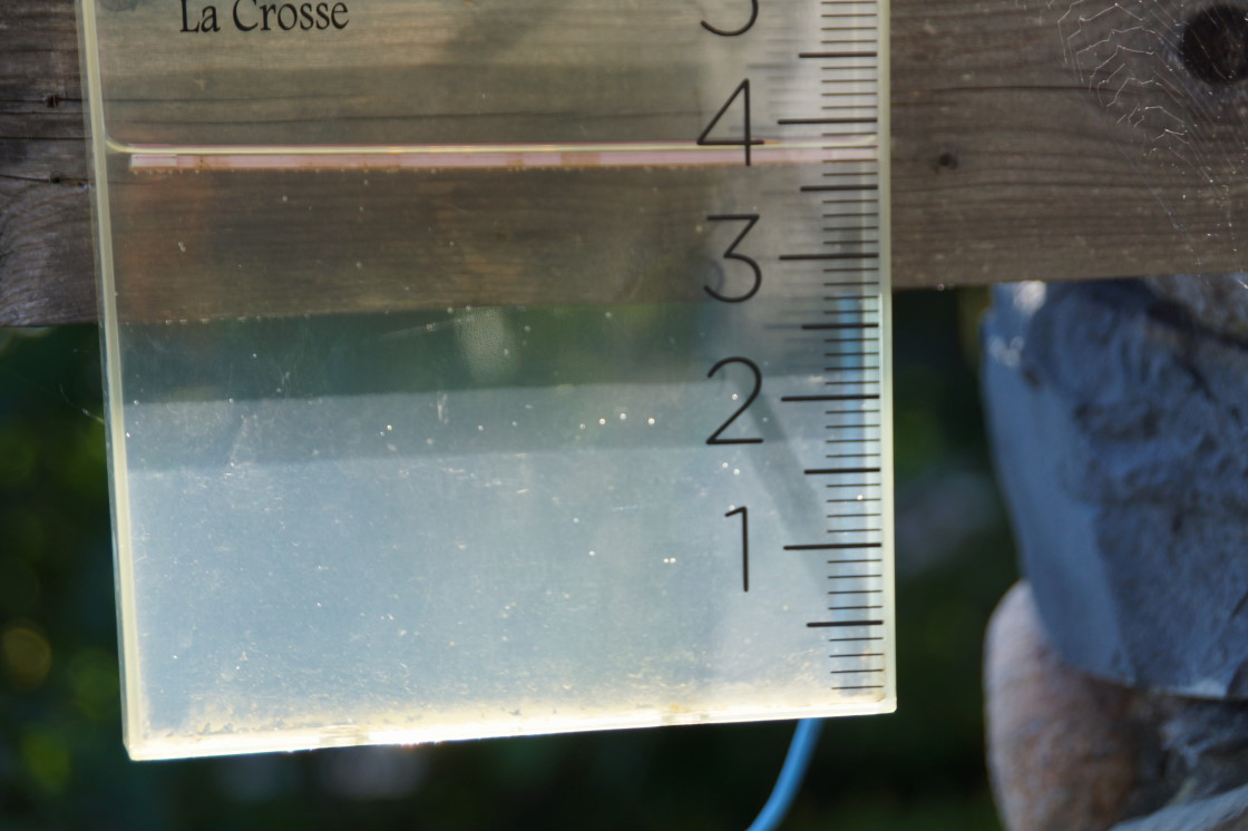 Storm totals of 3+ inches were filed by other gauges. We got 3.7 inches on the North end of the lake. The lake hasn't been this high since July, 2008. More rain is forecast this week. Floating boats off lifts is going to be easy this Fall. Yay!