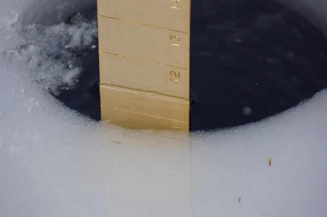 The ice is about 10 inches thick.