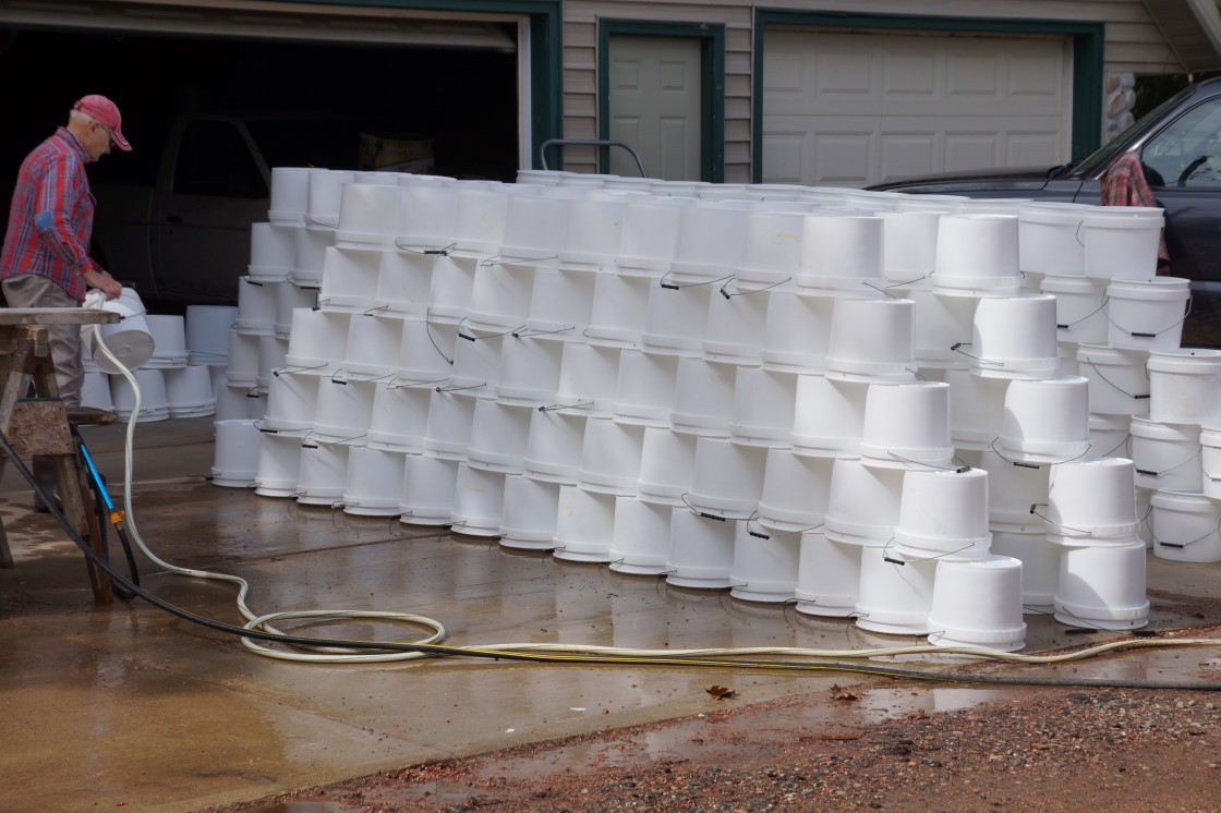 The wind aided in the drying segment of this year's bucket cleaning.