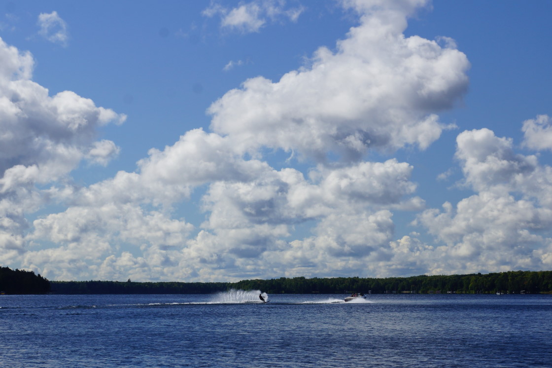 The lake was flat and warm enough for a hardy few to get in those final runs.
