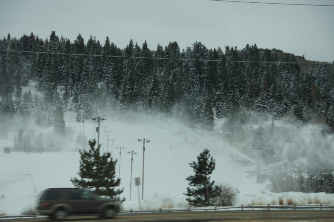 When going back to the shore, you pass a few hills suitable for downhill skiing. Some were apparently not getting enough of the white stuff fast enough, so they were making snow at an amazing rate.