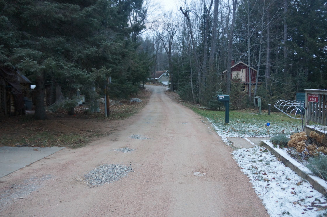 The condition of Knott Lane is about as good as it gets. There's very little ice and practically no snow. That'll change soon enough.