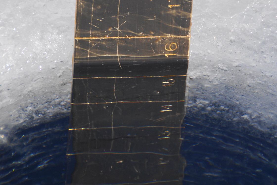 The ice is 15.5 inches thick. That's almost a foot less than expected for this time of year. Now we're not sayin' that that ice will be out before Easter, but it might be a close thing.