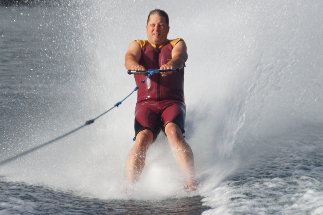 The task of mixing the rain and the lake water using skis, kneeboards, and feet was made easier by the flatness that covered Lucerne's surface late last week. It blended well, but will require more mingling before the ski boats are pulled.