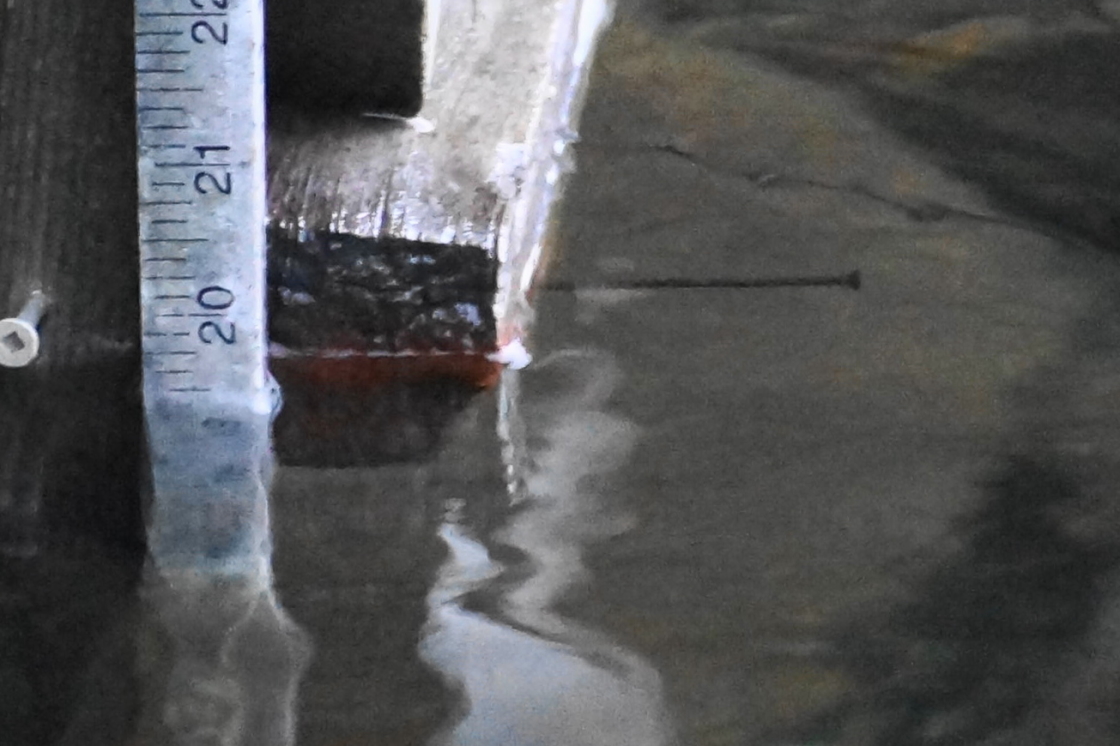 Yes! The nail is currently topped with a half an inch of fresh lake. It's been over 11 years since we've enjoyed a lake measurement such as this. Huzzah!