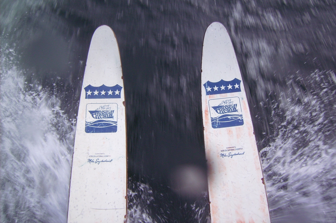 Once a year, we unpack the first pair of water skis our family ever bought and let them play. They still work on the 69°F degree water.