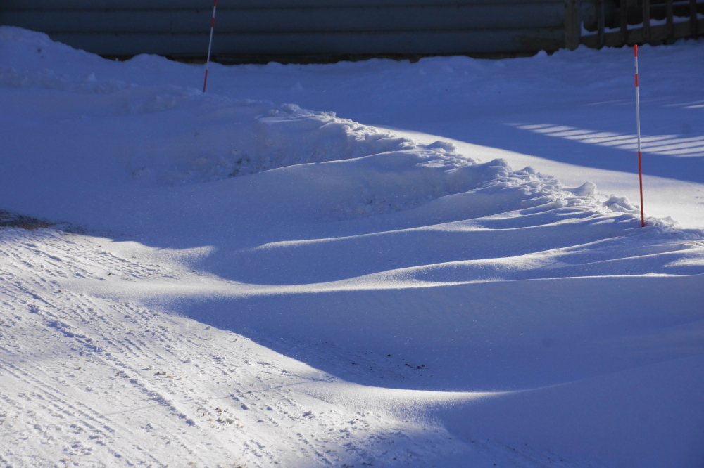 Last week we had some snow and much wind. The resulting drifts were close to 2 feet deep.
