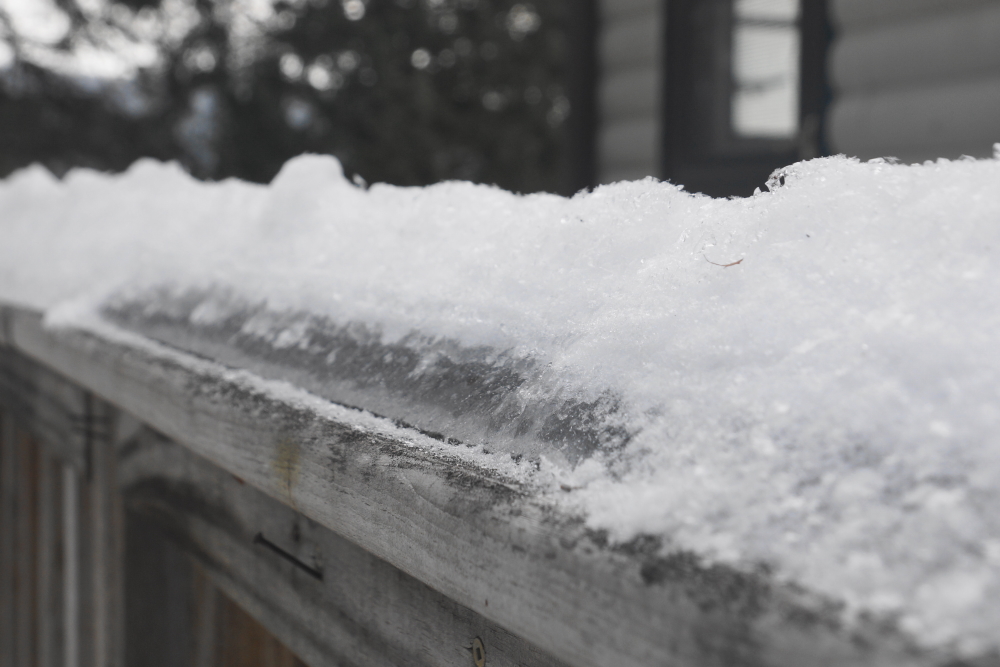 A thawing event before the last snow has created an ice layer as seen on these deck rails. Given we are now into January, that ice layer is going to be around for awhile.
