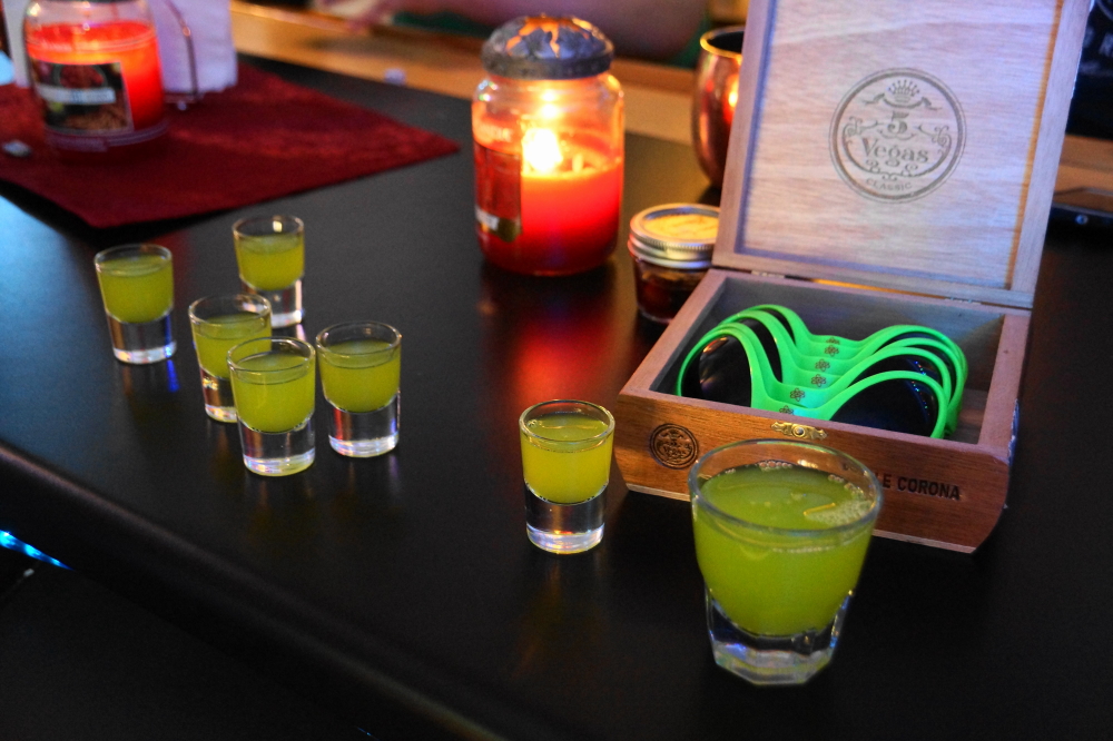 New Year's Eve's bar night included the tasty Alien Secretion.