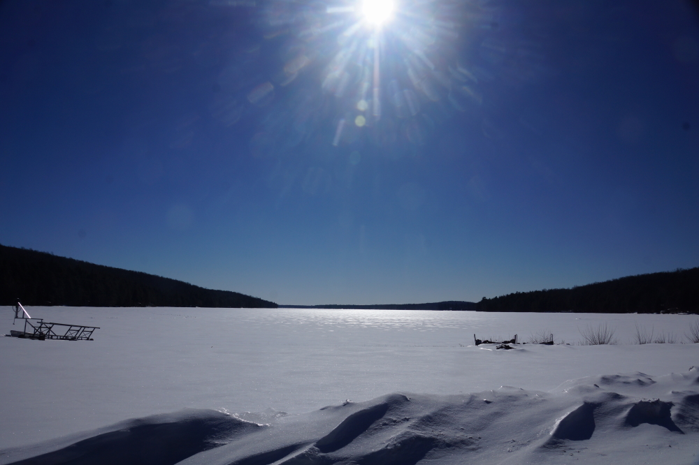 The clouds eventually moved on and a warmer-than-last-month sun reflected off all that frozen crust.