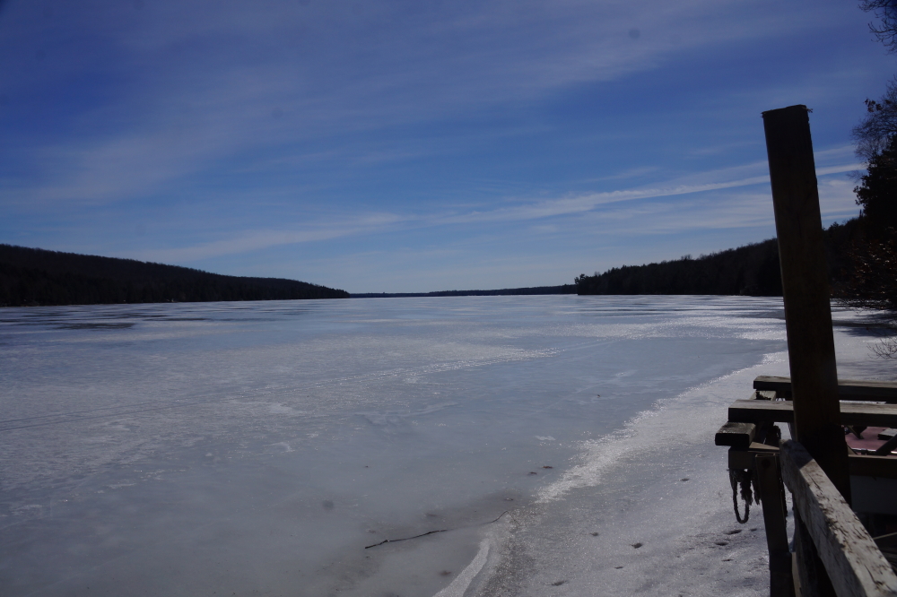 We haven't heard from Bucky Badger for a few weeks now. It would seem that a paternity suit was all that was needed to send him packing to parts unknown. The lake ice is still thick, but in retreat. This week, in addition to getting a lake ice measurement, we'll be monitoring smaller local lakes that usually go out a week or two before Lucerne. With expected highs in the 50s°F and lows above freezing, this year's maple syrup season is coming to an early end, but, in addition to ice-out, the golf season is rising from those sweet ashes.<br><br><br>-Nemo's bringing a snow wedge just in case.