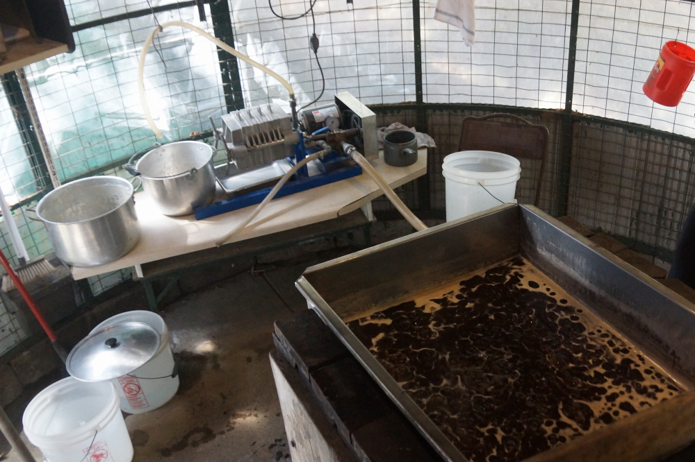 Batches were boiled down and eventually run through the plate filter and bottled.