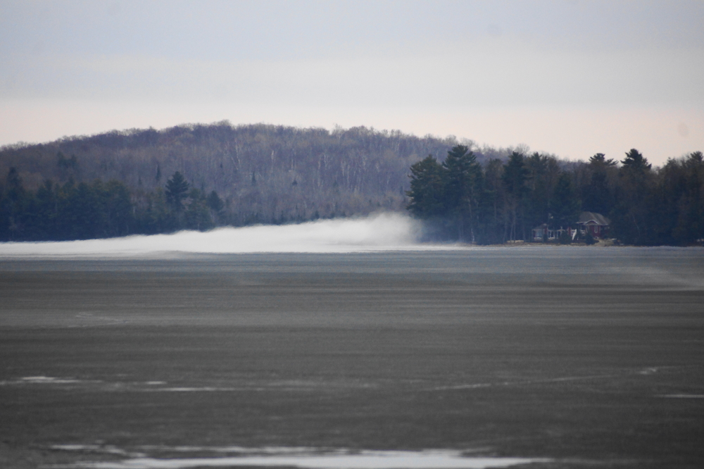 On the weekend the air grew more saturated with water. Sheets of fog flowed across the lake and condensed on its surface further pushing up the lake level, albeit not by much.