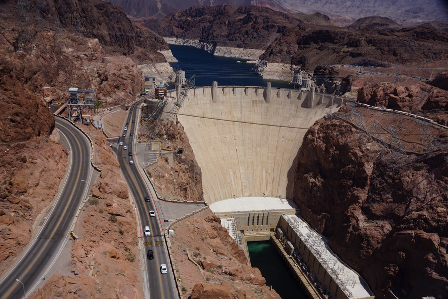 The walk along the shaking, swaying path rewards the sure footed with a drone like view of the dam.