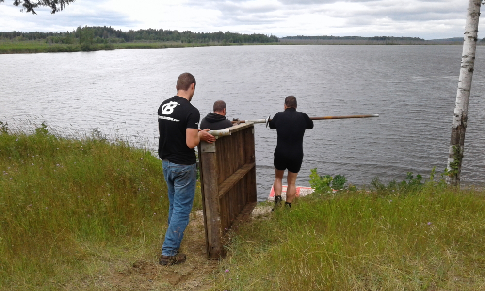 The FOOTSTOCK dock was removed from Lake Lucerne, trailered, and assembled on Lake Peshtigo just North of Crandon. Footstock, the largest barefoot contest of its type in the country, starts next Saturday.