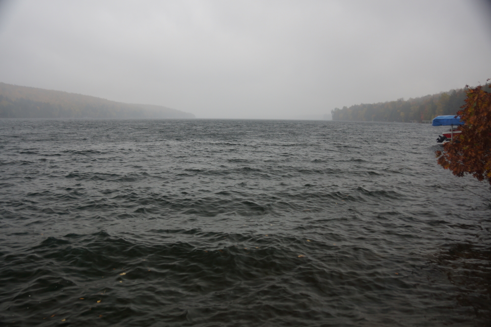 Last week started off rather nice. There was some sun. There was some wind. There was much dry. That ended abruptly on Friday evening. It rained. By late Saturday, the lake was two (!) inches deeper, colder, and angry.