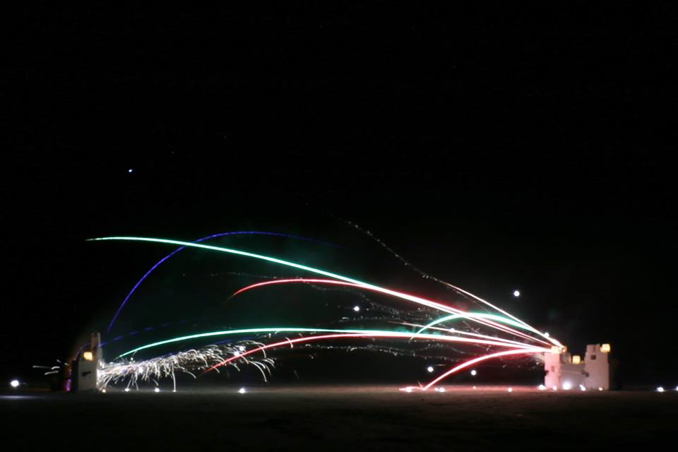 In addition to rockets, there were a few "Roman Candles" lit up, too.<br>Photo by Marc Blazich.