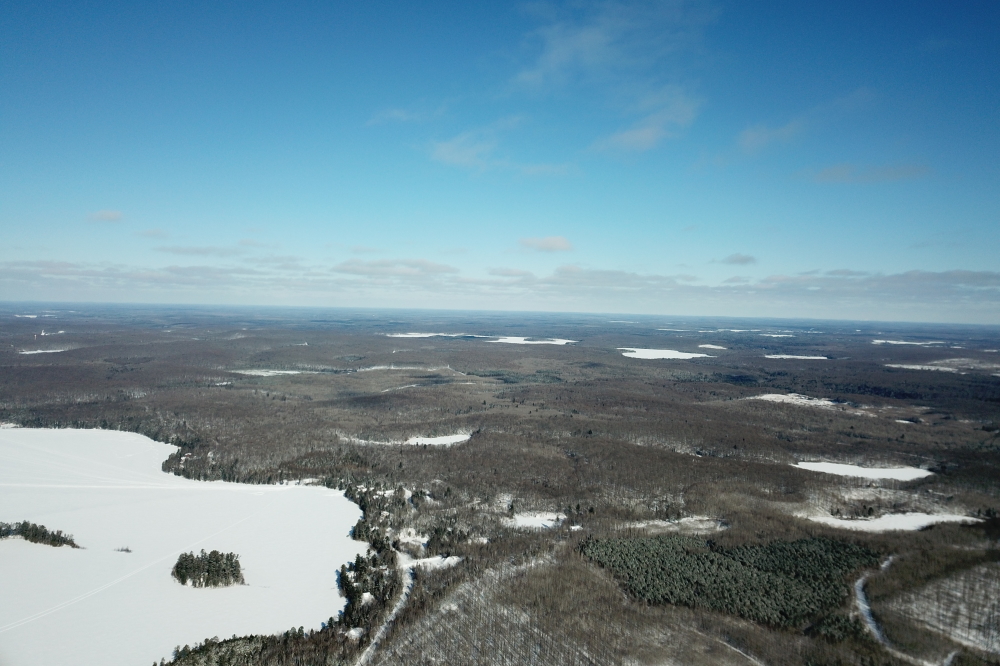 They're pretty far away in this picture, but Lakes Wabikon and Riley seem to have plenty of shanty pox free ice.