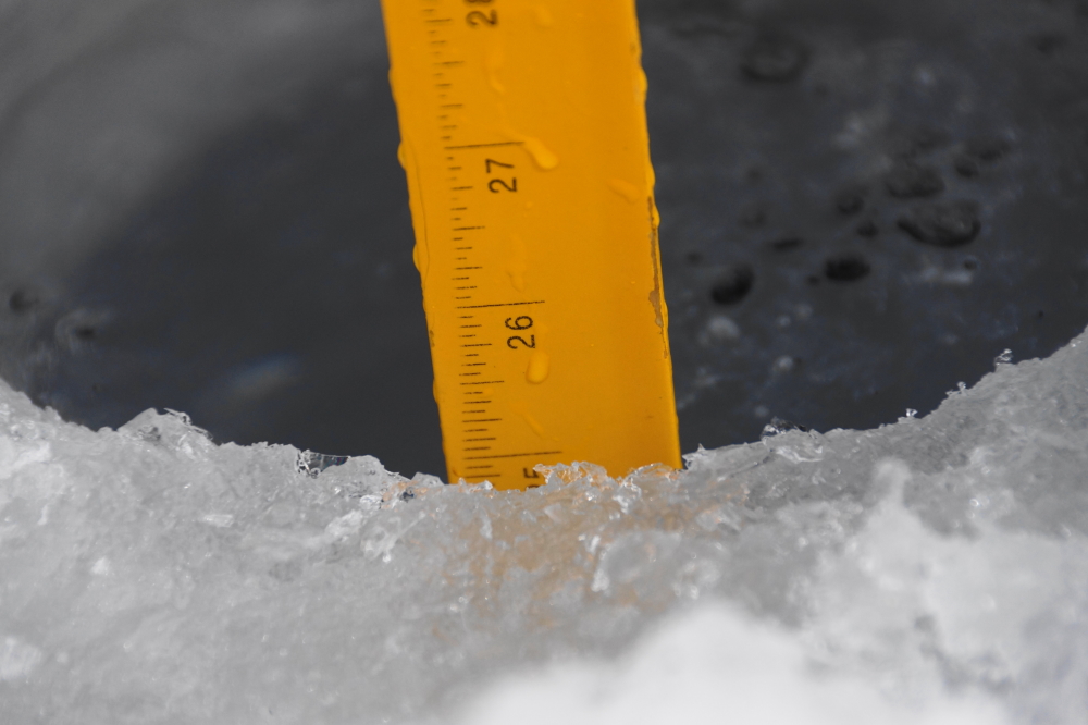 Early last week, there was a lake ice check. We expected more. It looks like a yard of ice is not to be this year, but 25 inches is still pretty thick.