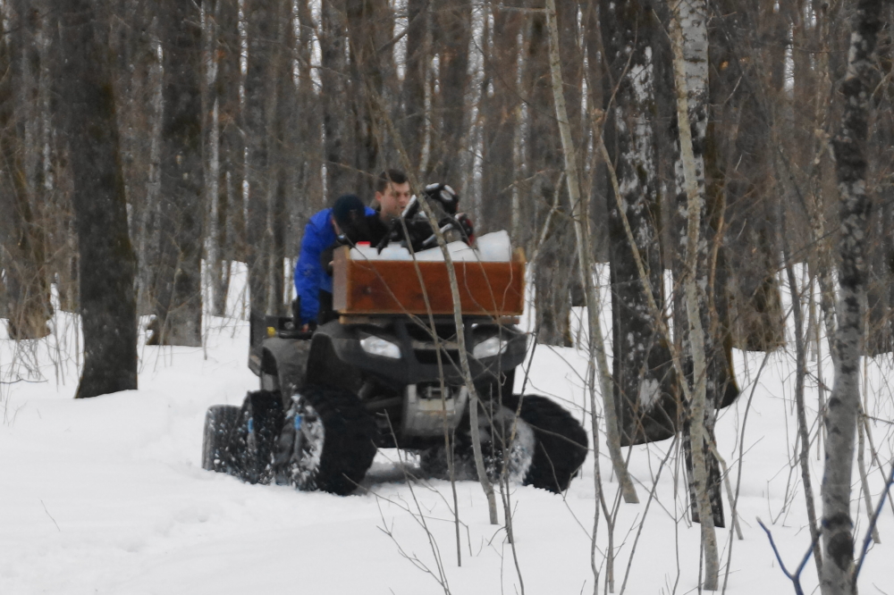 The snow in the woods continues to be deep enough to effectively ban all non tracked vehicles. When all this white melts, the lake is going to be <b>way</b> higher.