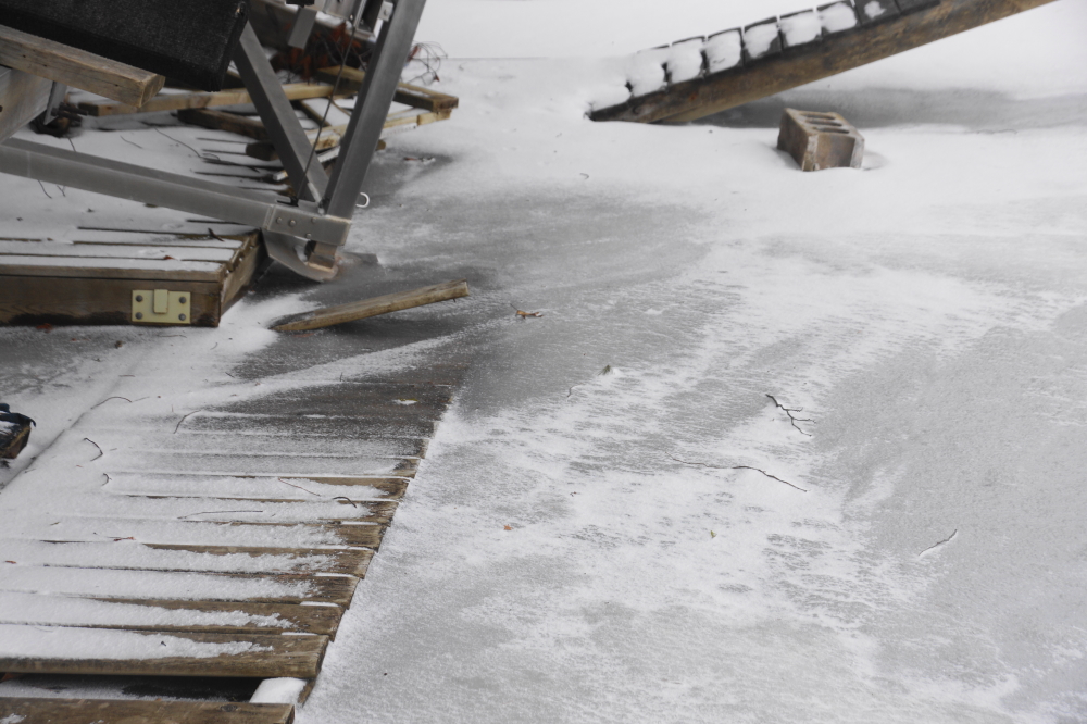 The lake is going up. Many docks that have been on the shore for decades have become one with the lake. Ice-out, if it does come to Lucerne this year, is going to be a destructive one.