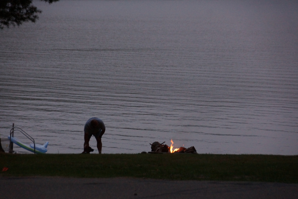 Many fires dotted the lake shore as the sun set and the cool rose.