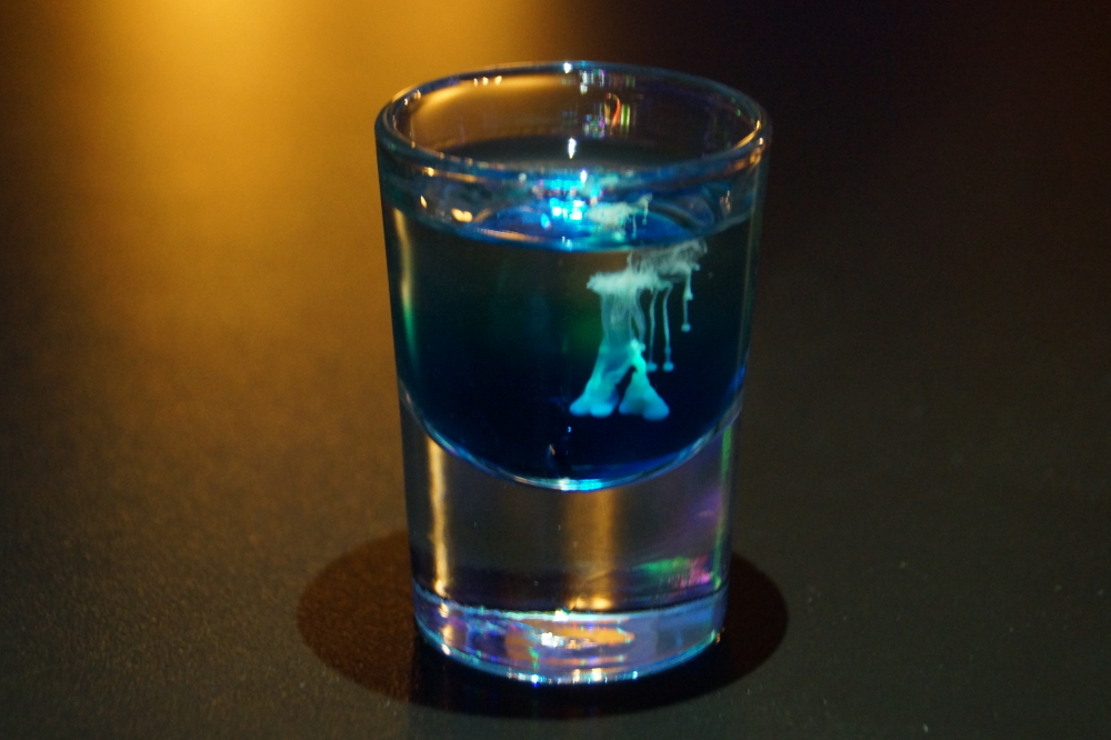 Saturday's well attended bar night included the visually spectacular and hideously tasting "Jellyfish Shot".