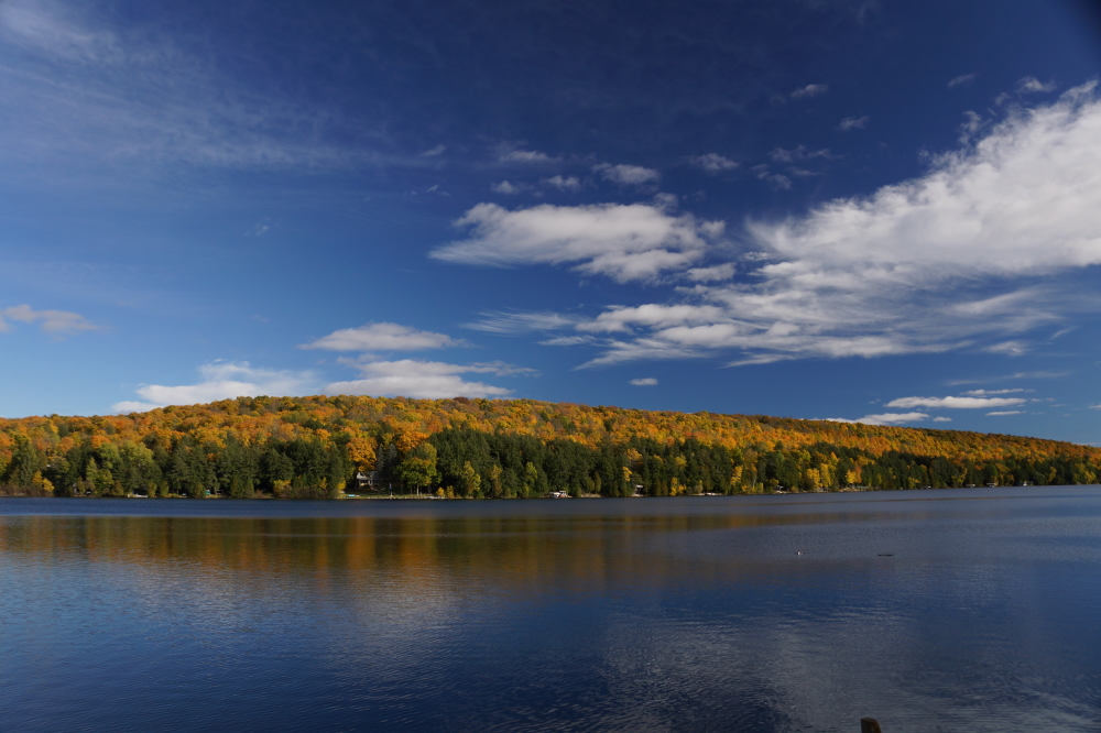 The hill to the East of the lake was in full Fall.