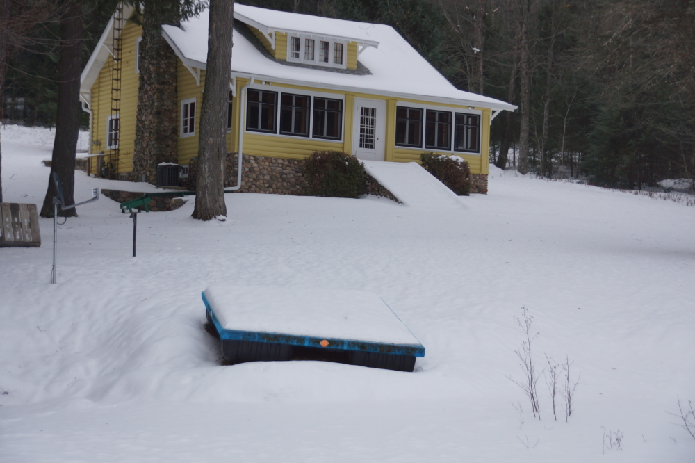 There's enough snow on the ground to cover lawns, coat rafts, and enable snowmobiles, but it's a close thing. We need more.