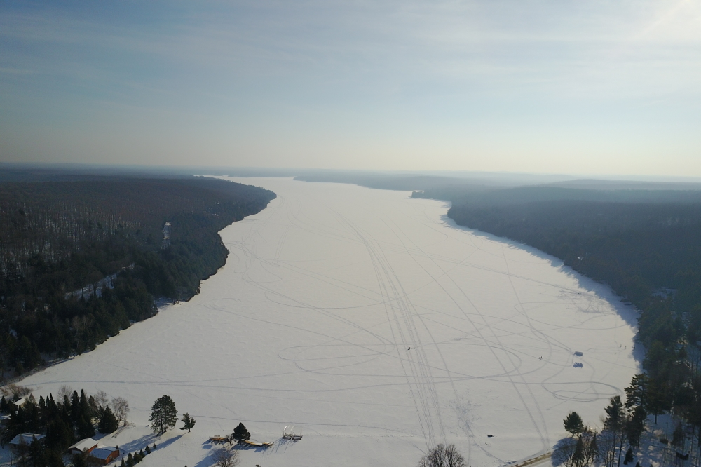 By Saturday evening, even the less traveled North end of the lake held the marks and swirls of frolicking snowcraft.