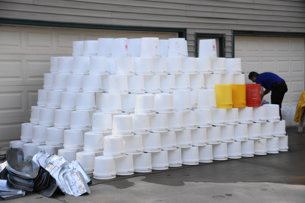 There were an awful lot of buckets, but now they're clean. All that remains of tapping season are several 55 gallon barrels of sap that are currently being boiled down to eventually become the last batch of syrup.