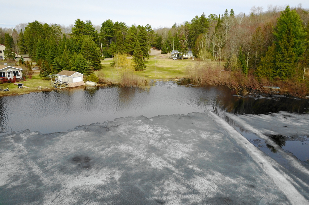 By the weekend, the ice had retreated from the shore almost enough for a ski run.