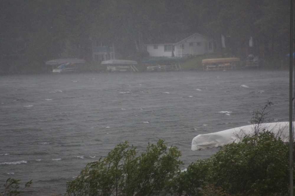 The first event started with a ginormous gust of wind followed by a torrential downpour of mostly water and a few tree parts.