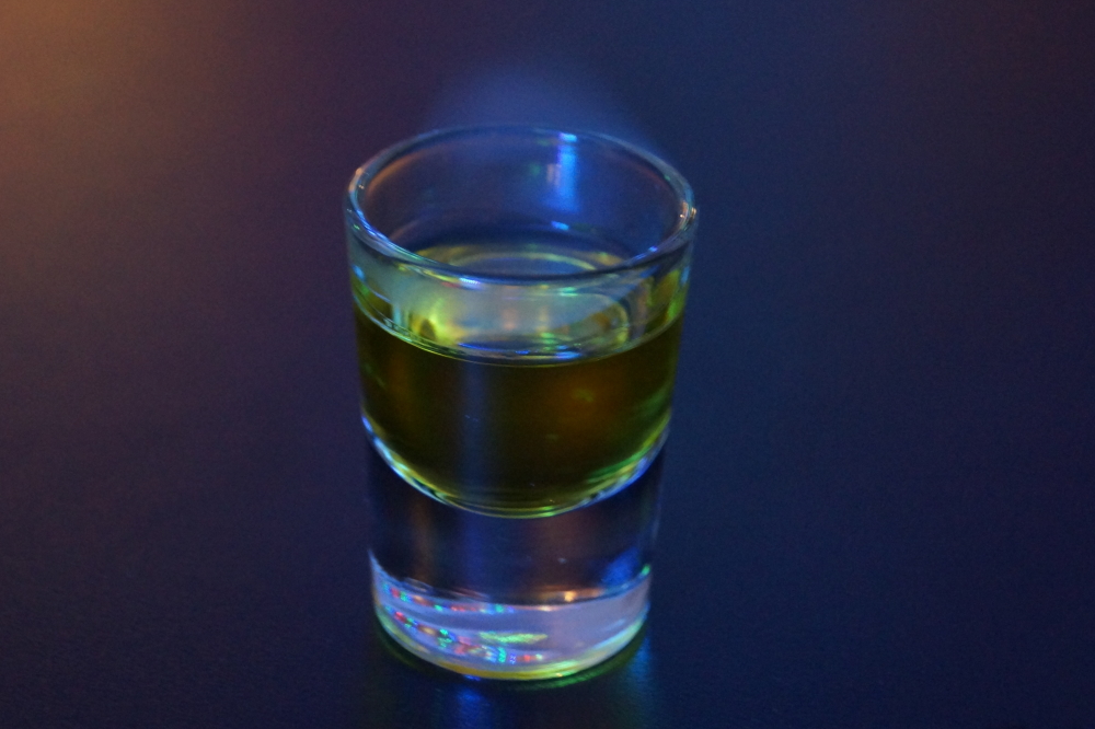 Shots included the tasty (Alien Secretion, Baliey's Comet, and seen here, the flaming Banana).