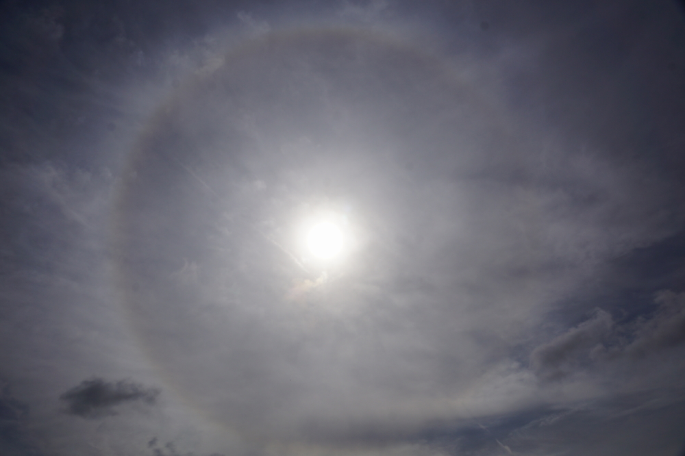 While we had no rainbows last week, there was a rare sun halo.