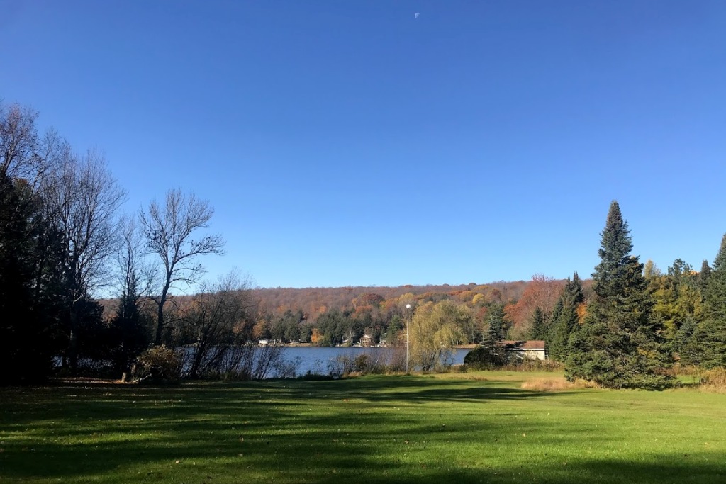 Looking out at the hills around the lake instead of individual maverick maples, it can only be concluded that we are in a post peak era. Also, the lawn needs mowing.