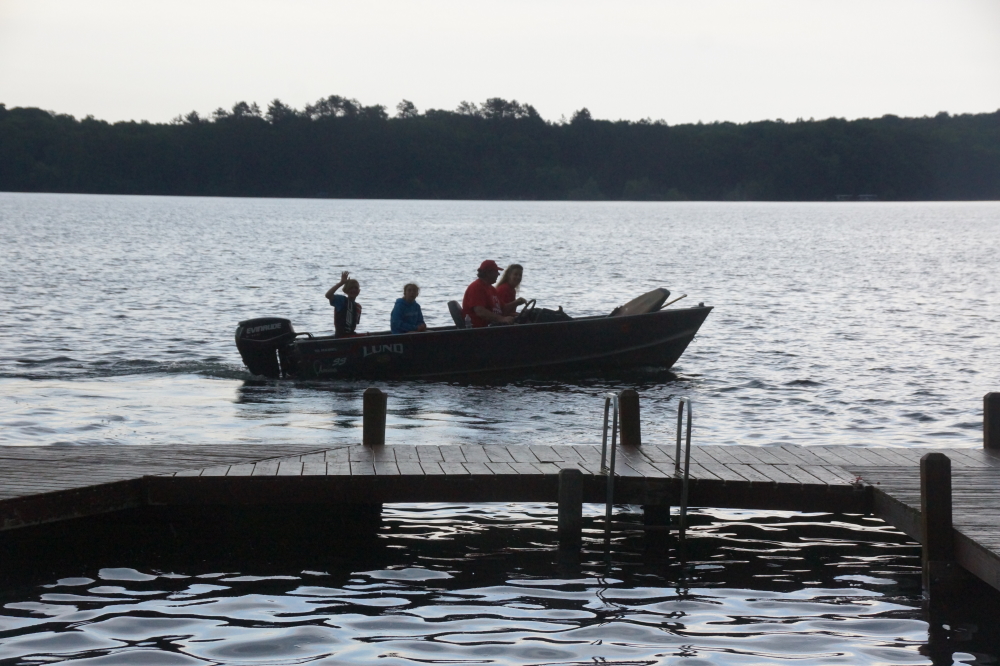 During the month of July, ski shows bless the lake on both Mondays and Wednesdays. On Monday the show was preceded by an almost continuous rumble of thunder and a radar image that foretold of liquidy doom. The show was canceled and the pickup boat left for its home port.