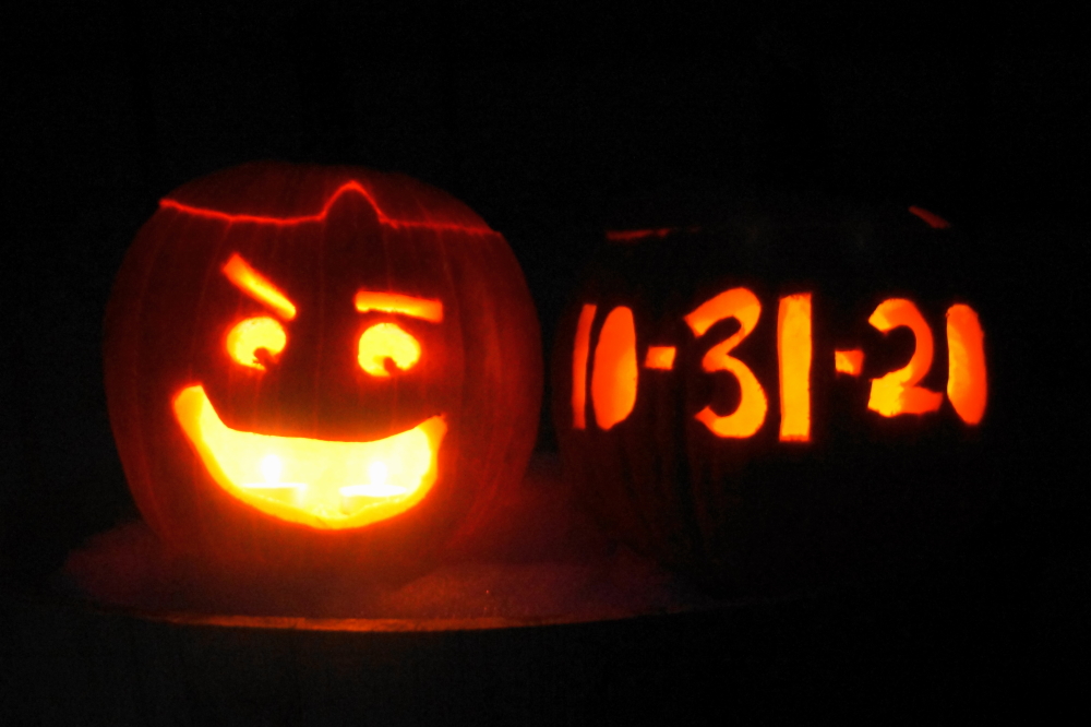 Pumpkin carving this year had less drinking, fewer pumpkins, but more moon light.